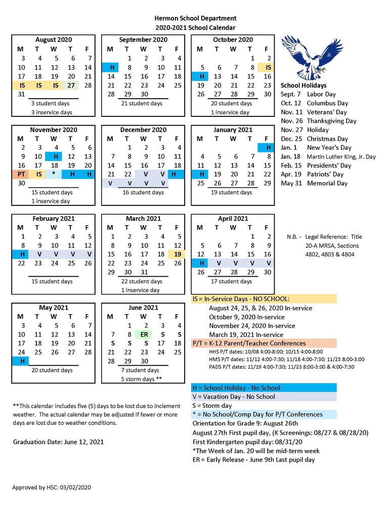 Hermon School Department Calendar 2023 2024
