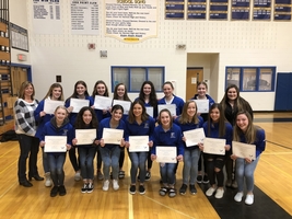 Cheerleaders recognized at School Board meeting for their 2020 State Championship.