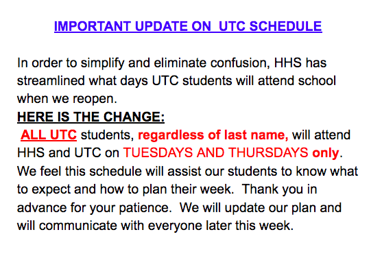 UTC UPDATE